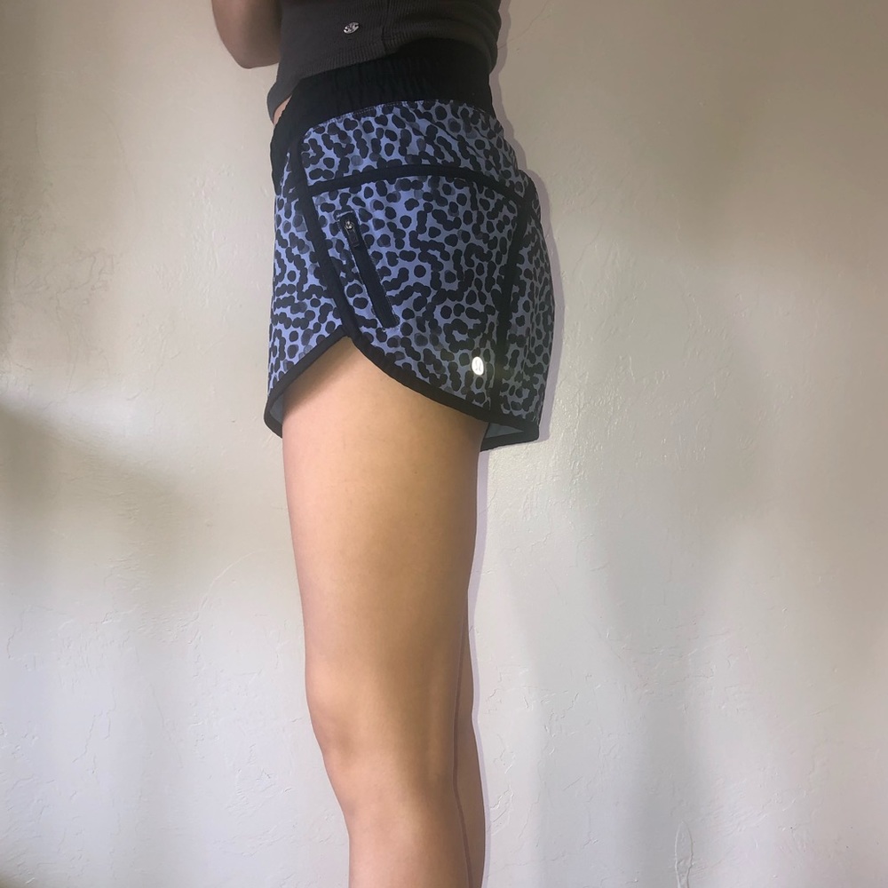 Blue and black spotted lululemon shorts